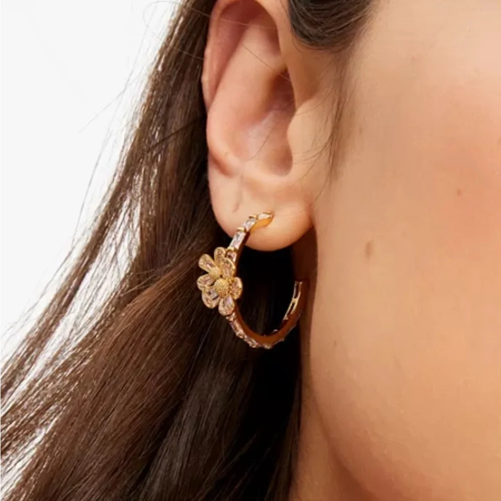Kate Spade‎ Gold Fleurette Hoop Earrings NEW